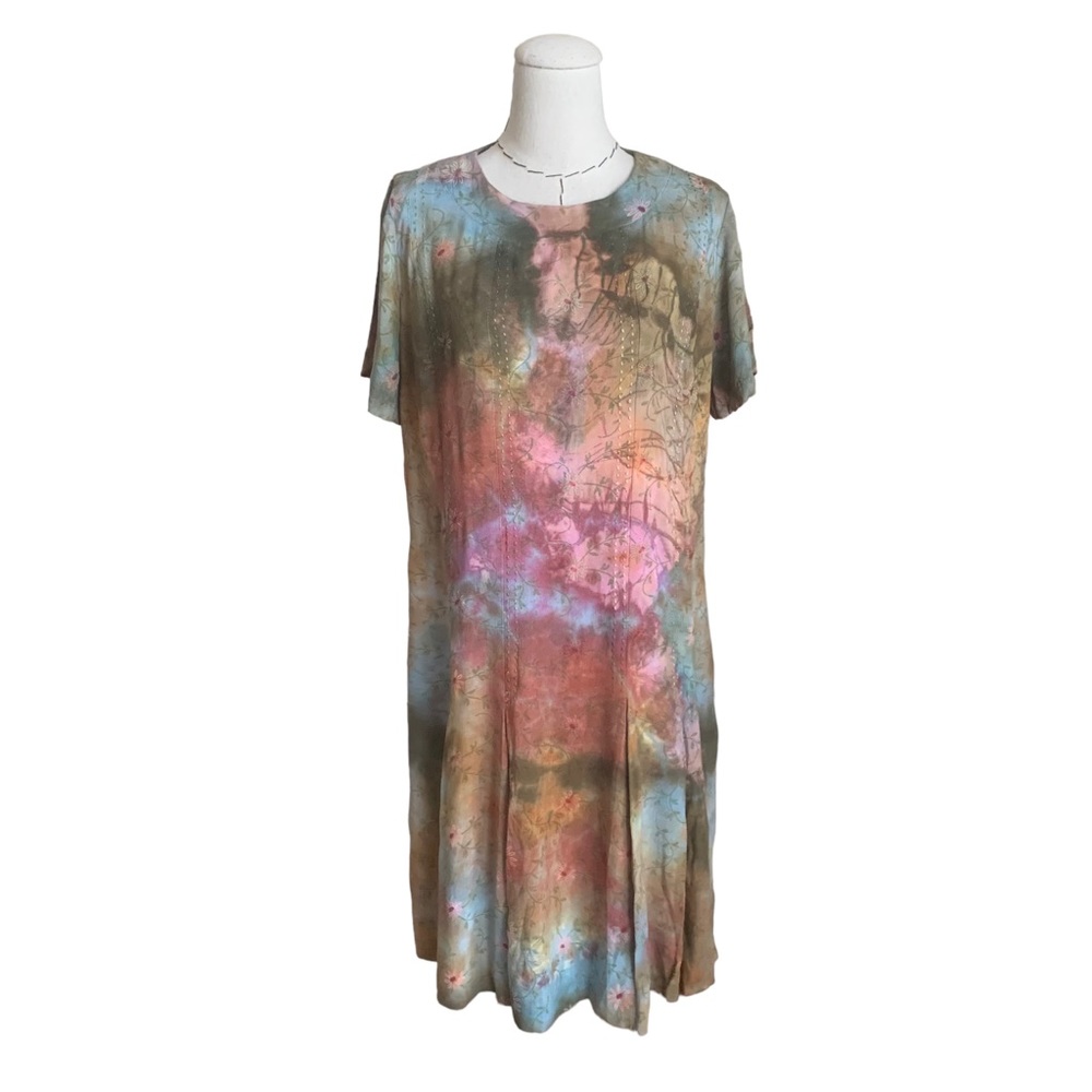 Designer Boutique MoMo FaLana Hand Tie Dyed Art To Wear Embroidered Dress